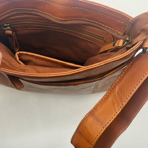 Myra Bag Castano Cognac Brown Genuine Leather Crossbody Messenger Shoulder Bag - Picture 8 of 13